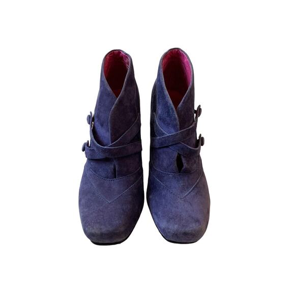 Vintage Hush Puppies Purple Suede Ankle Bootie Heels Size 7.5 EU 38 Lagenlook - Picture 11 of 11